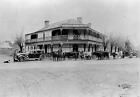 A bullock team and car outside the Farmers Arms Hotel Benalla OLD PHOTO