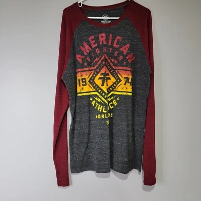 American Fighter Shirt Mens XXL Multicolor Long Sleeve Buckle Athletics Training - Image 1 of 4