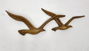 Vintage HOMCO Syroco Plastic Seagulls Faux Wood Wall Art Made In USA - Picture 1 of 3