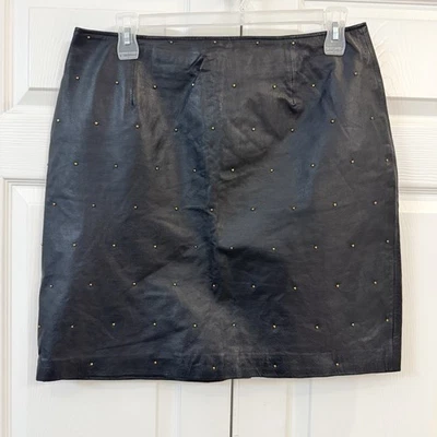 Vintage 90s David Benjamin Leather Midi Skirt with Studs Women's Size 16/18 - Image 1 of 4