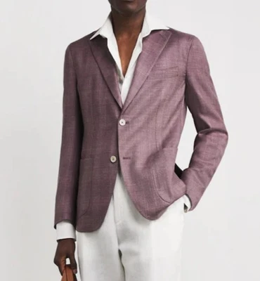 New Eleventy $1895 Platinum Soft Jacket Blazer Mens 50 Purple Wool Unstructured  - Image 1 of 4