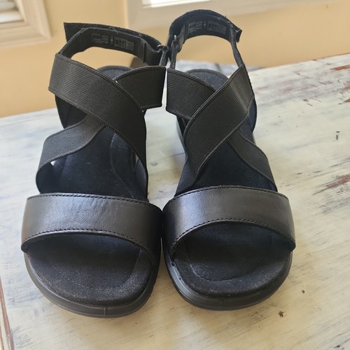 Ecco sandalo donna zeppa 7 7 5 comodo NUOVO nero tacco basso cinturino regolabile