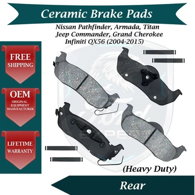 Premium OE Rear Ceramic Brake Pads Kit For 2004-2015 Infiniti Jeep Nissan - Image 1 of 4