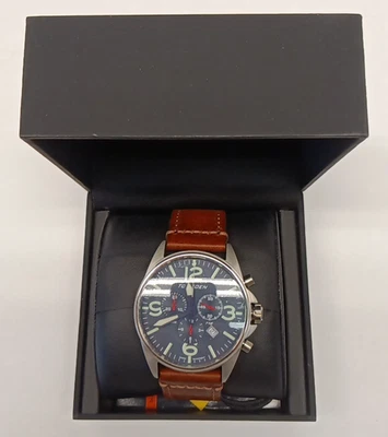 Reloj de cuarzo para hombre Torgoen TN/1034 correa de cuero de acero inoxidable Foto 1 de 4