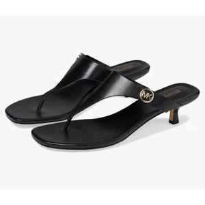 Michael Kors Lucinda Kitten Slide Sandal Women's Size 7 Black Leather - Picture 1 of 7
