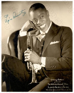 LOUIS ARMSTRONG Jazz Trumpeter1920's 8x10 AUTOGRAPHED Photograph RP - Picture 1 of 1