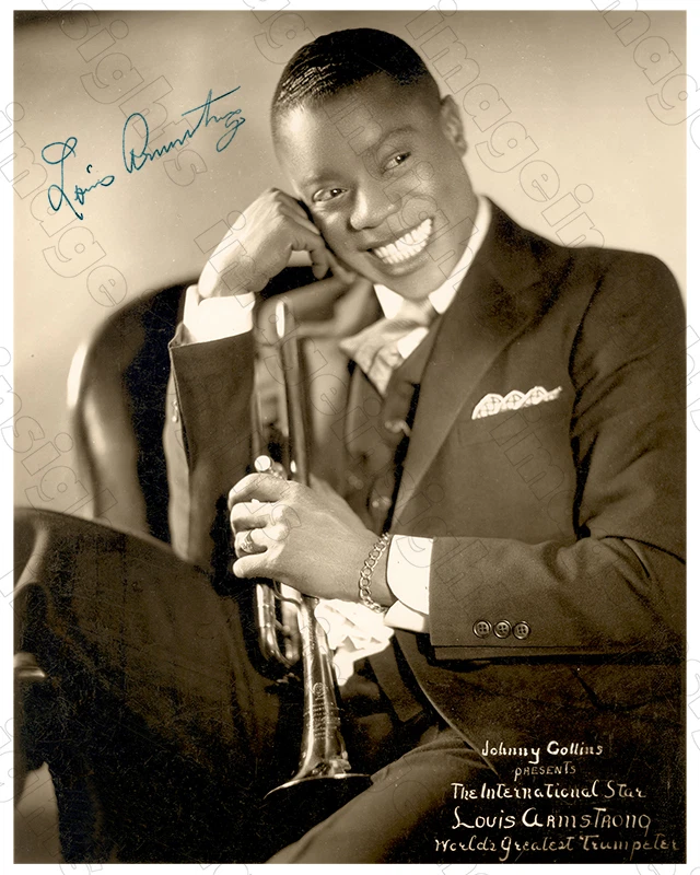 LOUIS ARMSTRONG Jazz Trumpeter 1920's 8x10 Photograph AUTOGRAPH Reprint