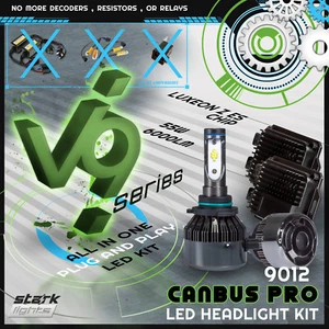 Stark 55W LED Canbus Headlight 6000K Kit Anti-Flickering / No Error Bulbs - 9012 - Picture 1 of 6