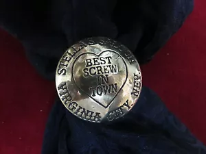 Scarf Slide / Wild Rag Slide: Stella's Saloon, Virginia City, Nev., brass - Picture 1 of 2