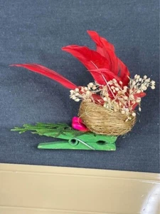 Birds Nest with Red Feather Decoration/Christmas Ornament - Picture 1 of 7