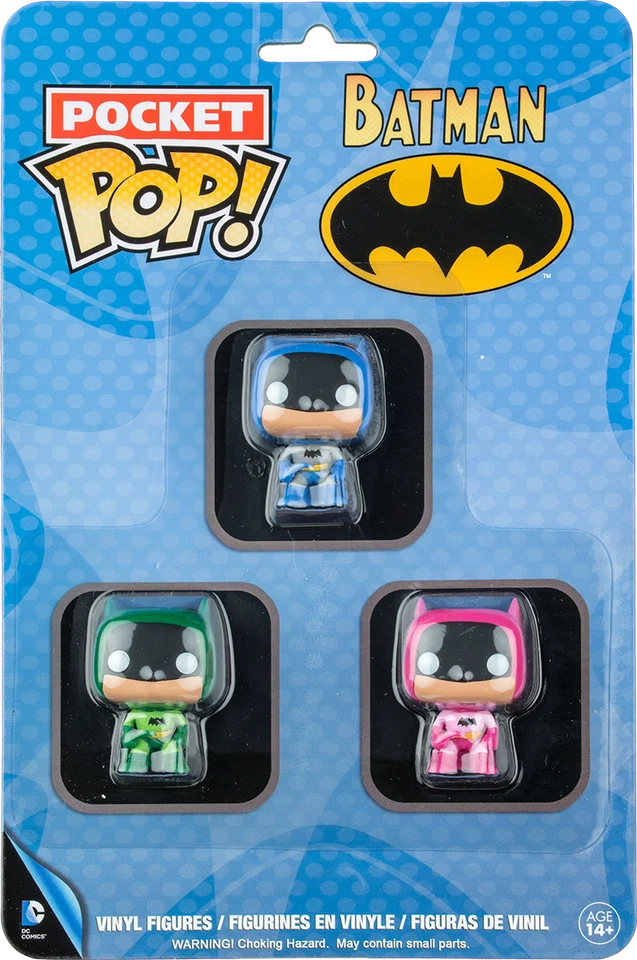 Funko Pocket POP! DC Batman #10558 Batman (rosa, verde y azul) paquete de 3 - nuevo Foto 1 de 1