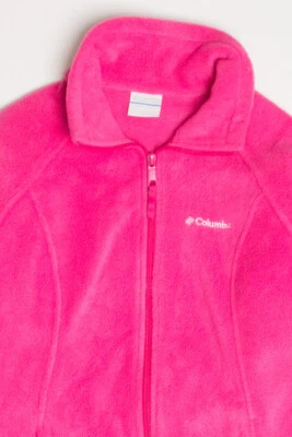 Chaqueta pequeña vintage rosa Budweiser bordada Columbia polar con cremallera Foto 1 de 2