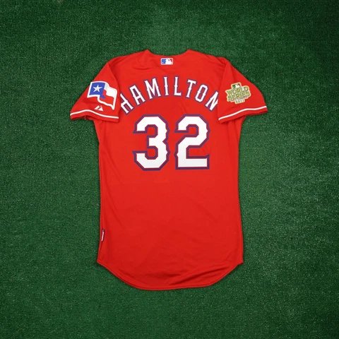 Josh Hamilton 2011 Texas Rangers Authentic World Series Alt Red Cool Base Jersey Cover