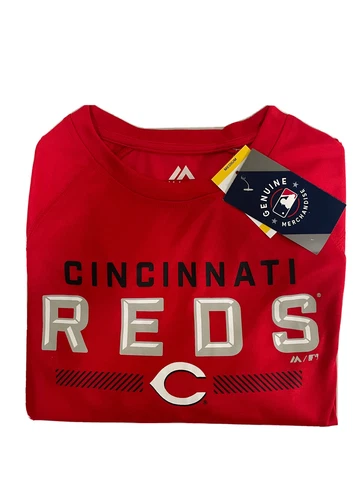 MAJESTIC CINCINNATI REDS TEAM LOGO MEN'S T- SHIRT 100% AUTHENTIC RED Cover