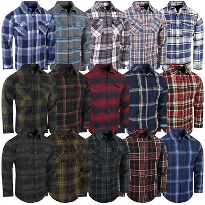 Plaid Flannel Men Shirt Very Soft Burnside Two Button Up Flap Pockets Slim Fit - Image 1 of 4