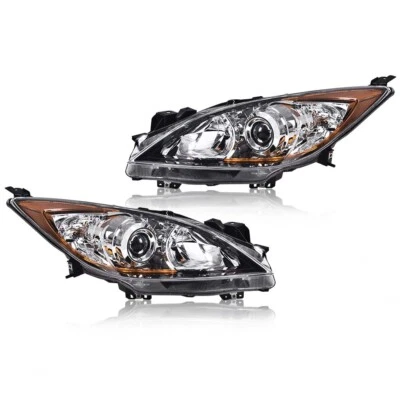For 2010 2011 2012 2013 Mazda 3 & 3 Sport Chrome Headlights Headlamp Front Lamps - Image 1 of 4