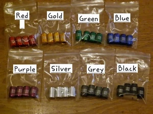 4x Chrom Style Streifen 8 Farben Staubkappen Reifenventil | Auto | Fahrrad Ventilkappen - Bild 1 von 1