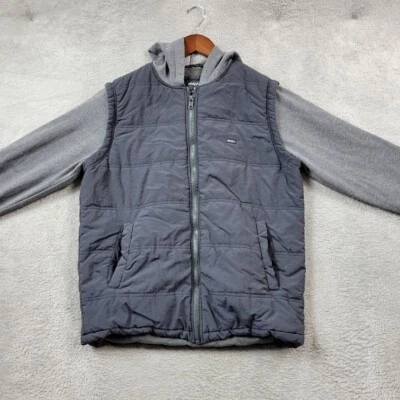 RVCA Puffer Jacket Hoodie Mens Small Gray Lined - Image 1 of 4