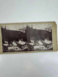 Ende des 19. Jahrhunderts Stereoview Hohe Tatra Campingplatz mit Schnee & Bäumen - Bild 1 von 2
