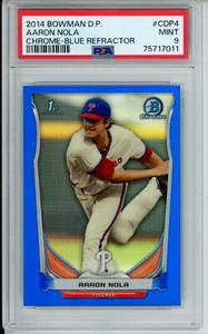 2014 Bowman Chrome Aaron Nola Rookie RC Blue Refractor #'d 90/399 PSA 9 - Picture 1 of 2