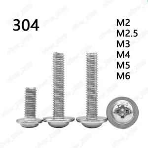 M2 M2.5 M3 M4 M5 M6 304 Stainless Steel Cross Recess Pan Head Screws With Collar - Picture 1 of 6