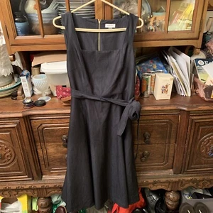 Calvin Klein Women’s Sleeveless Denim Blue A-Line Fit Flare Dress Belted Size 8 - Picture 1 of 7