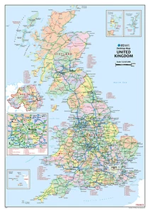 Small British Isles Political Map, UK at a glance map,  A3 Desktop Map - Picture 1 of 3