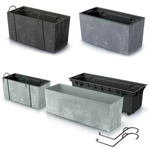 Blumenkasten Blumentopf Balkonkasten Geländer Beton-Optik Pflanzkasten 40-80cm - Bild 1 von 13