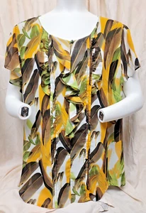 NWOT, Multi-color, 2X, Apt 9, short sleeved, lined, blouse. Keyhole, ruffles (61 - Picture 1 of 8