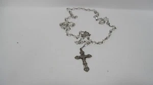 Vintage Sterling Silver Catholic Rosary Glass Beads Crucifix Jesus INRI - Picture 1 of 7