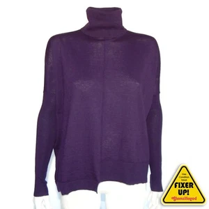 Autumn 100% Cashmere High-low Purple Turtleneck Sweater Womens XS blemish 20859 - Picture 1 of 8
