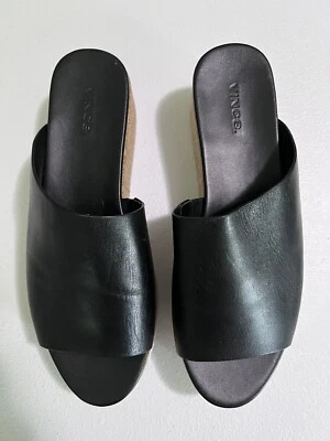 Nuevas sandalias VINCE James B de plataforma de cuero negras para mujer talla 9M $275 Foto 1 de 4