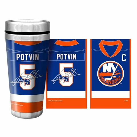 Denis Potvin New York Islanders NHL Jersey Wrap Travel Mug w/Replica Autograph Cover