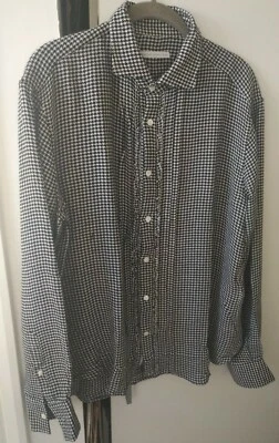 Ermanno Scervino houndstooth ruffle mens shirt size IT 50 (chest 47”) - Imagem 1 de 3