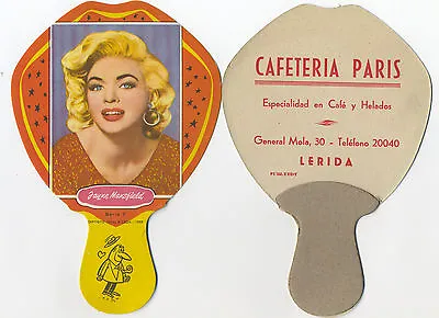 LÉRIDA Año 1959 Pay Pay De Cartón De Tipo PUBLICITARIO Jayne Mansfield Serie 7. • 10€