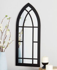 Cathedral Wall Mirrors Arch Windowpane Mirror Country Decor Wood White or Black