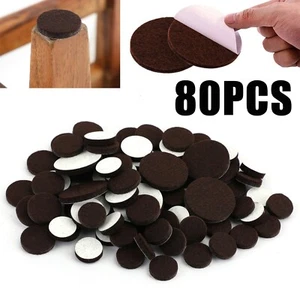 80 Piece Self-Stick Furniture Felt Pads for Hard Surfaces Brown 25*5mm - Picture 1 of 11