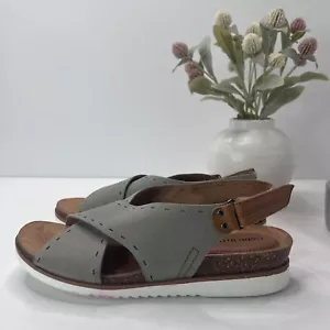 Cobb Hill Slingback Cross Strap Leather Sandals Sage CI7772 Women's 8.5 Tried on - Picture 1 of 11