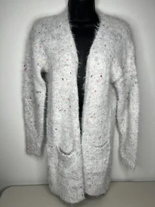Tucker Tate Gray Fuzzy Multicolor Speckle Cardigan Sweater Size XL 14/16 - Picture 1 of 7