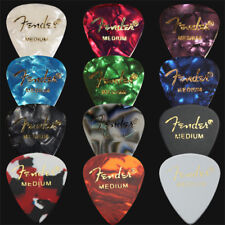 12 x Medium Fender Celluloid Guitar Picks / Plectrums - 1 Of Each Colour