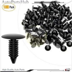 100 X New Black Plastic Rivets Fasteners 8mm Dia Hole For Car Auto Bumper Fender - Picture 1 of 7
