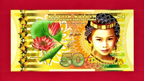 COLORFUL FIFTY 50 VIJFTIG GULDEN NETHERLANDS INDIE POLYMER UNC NOTE  GIRL, BIRDS Cover
