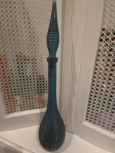 Vintage Empoli Diamond Point Genie Bottle decanter Teal - Picture 1 of 13