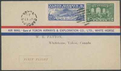 1928 CANADA-AIR POST YUKON AIRWAYS 1-Й ПОЛЕТ КРЫШКА CARCROSS-БЕЛАЯ ЛОШАДЬ U. #CL42 - Изображение 1 из 2