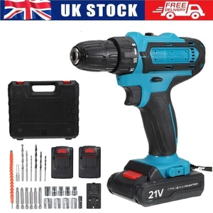 2 Battery 21V Cordless Drill Combi Driver High Power Electric Screwdriver Set - Picture 1 of 13