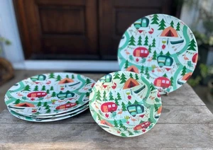 Melamine Camping Outdoor Plates Bowls Flamingo Tent RV 6 Pieces - Picture 1 of 6