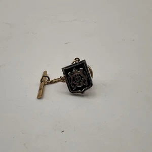 Escudo Escudo Escudo Joyería Pin Tono Plata y Negro Joyería Vintage - Imagen 1 de 8