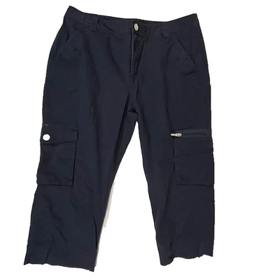 Pantalones Lauren Ralph Lauren Mujer 12 Azul Frontal Cremallera Bolsillo Clásico Medio Pantorrilla Foto 1 de 4