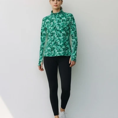 Top Tommy Bahama Active 1/4 Cremallera Manga Larga Nuevo con Etiquetas Para Mujer Talla M Verde Floral UPF 50 Foto 1 de 4