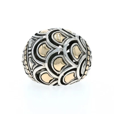 Anillo John Hardy Naga Cúpula Banda Esterlina 925 Oro Amarillo 18k Cúpula Declaración 7 1/4 Foto 1 de 4